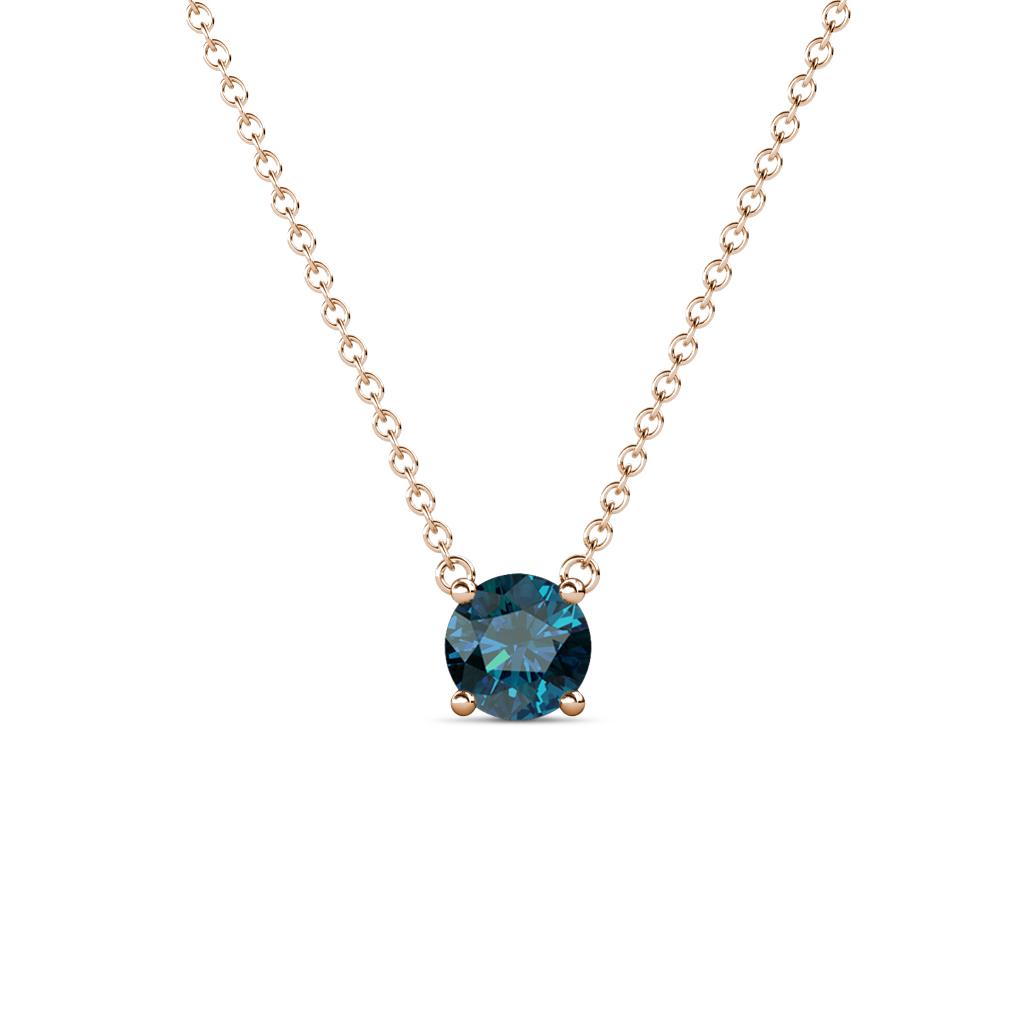Juliana 5.40 mm Round Blue Diamond Solitaire Pendant Necklace 