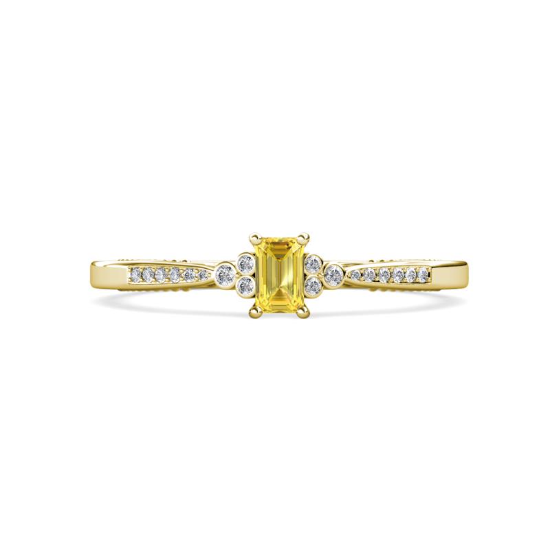 Greta Desire Emerald Cut Yellow Sapphire and Round Diamond Engagement Ring 