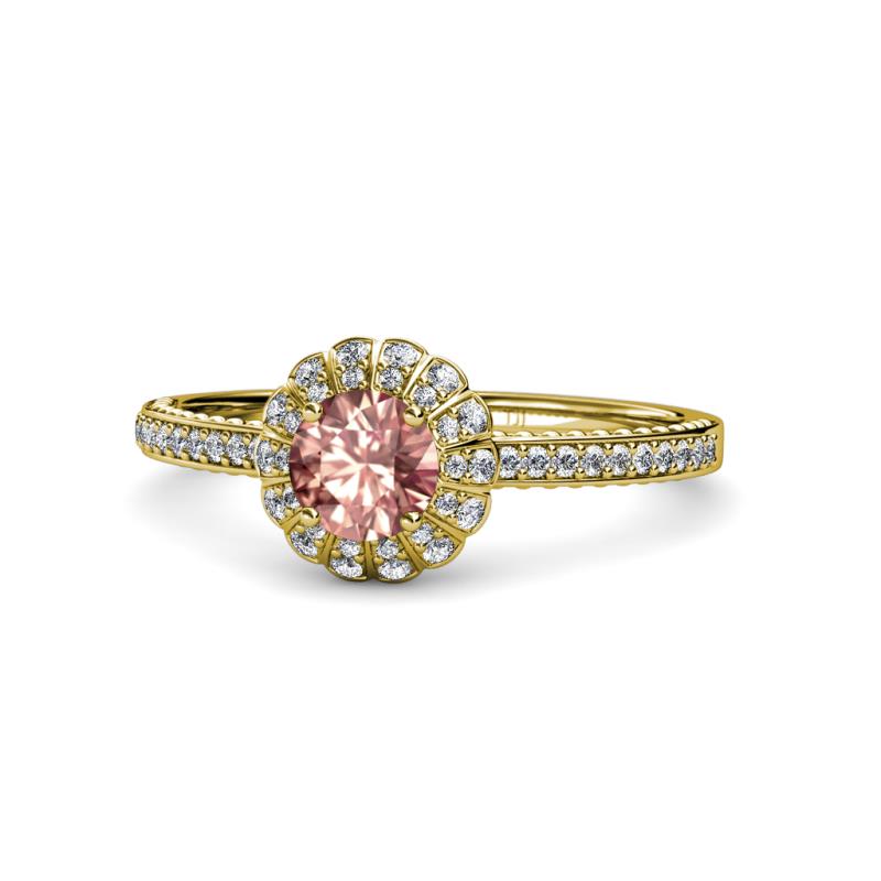 Jolie Signature Morganite and Diamond Floral Halo Engagement Ring 
