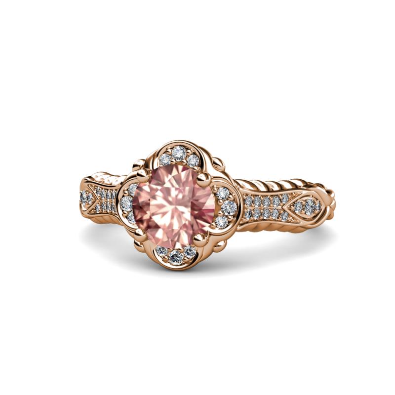 Maura Signature Morganite and Diamond Floral Halo Engagement Ring 