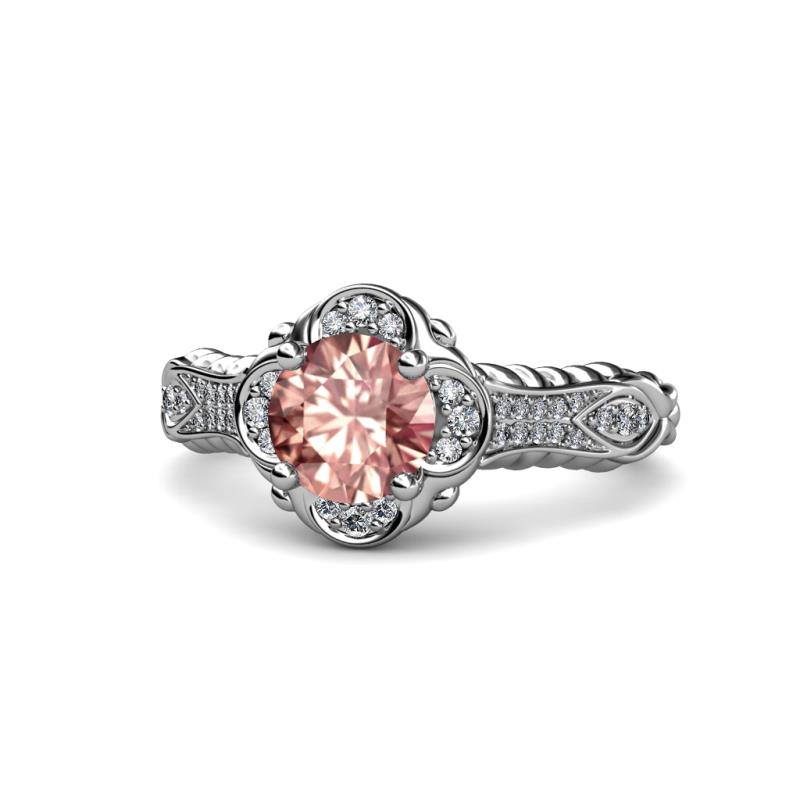 Maura Signature Morganite and Diamond Floral Halo Engagement Ring 