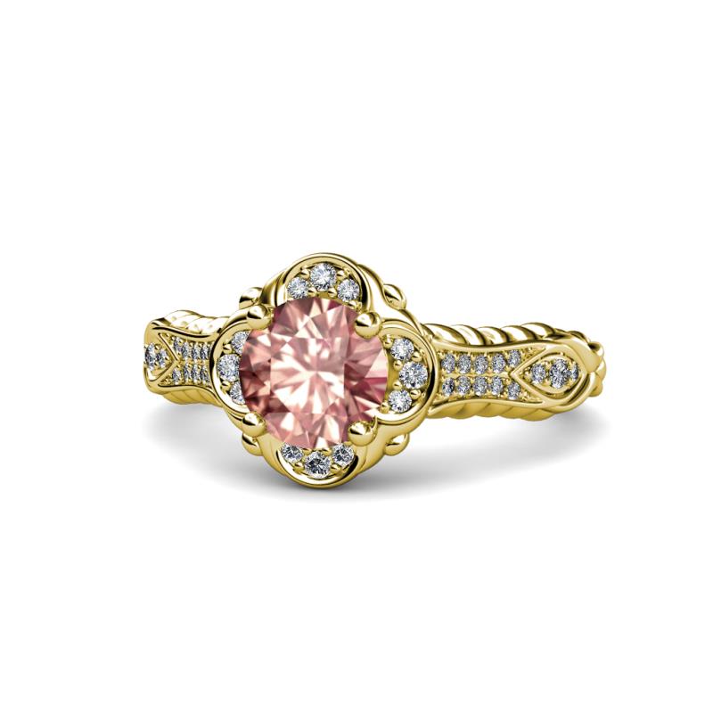 Maura Signature Morganite and Diamond Floral Halo Engagement Ring 