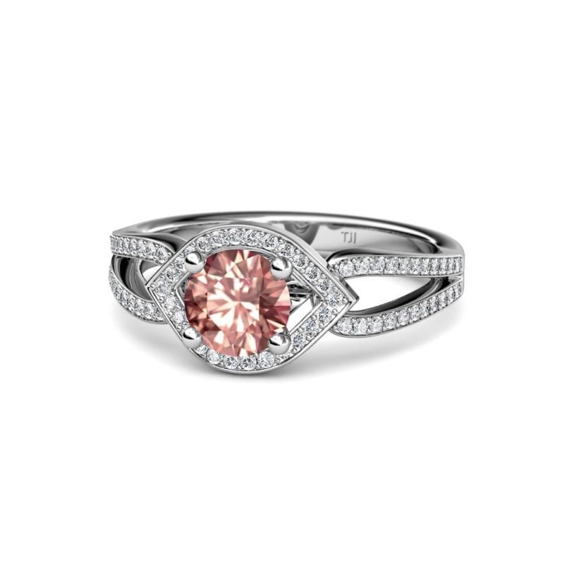 Liora Signature Morganite and Diamond Eye Halo Engagement Ring 