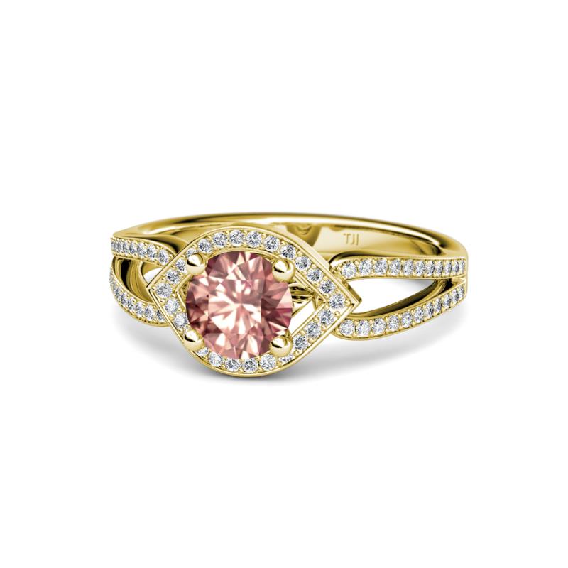 Liora Signature Morganite and Diamond Eye Halo Engagement Ring 