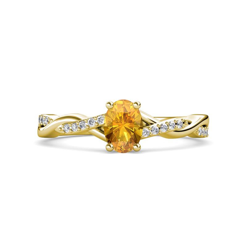 Stacie Desire Oval Cut Citrine and Round Diamond Twist Infinity Shank Engagement Ring 