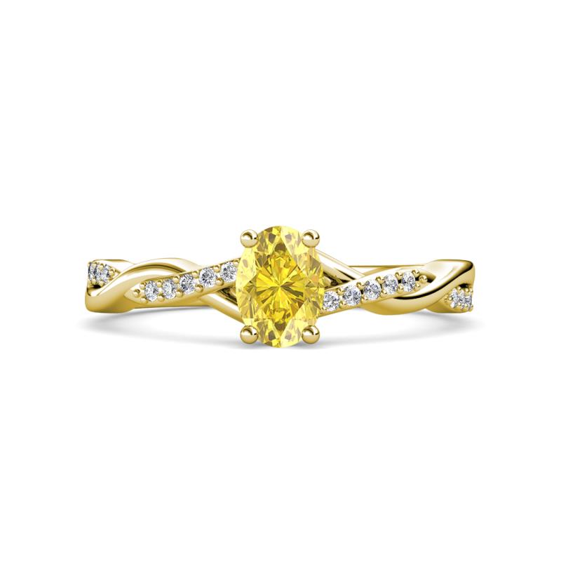 Stacie Desire Oval Cut Yellow Sapphire and Round Diamond Twist Infinity Shank Engagement Ring 