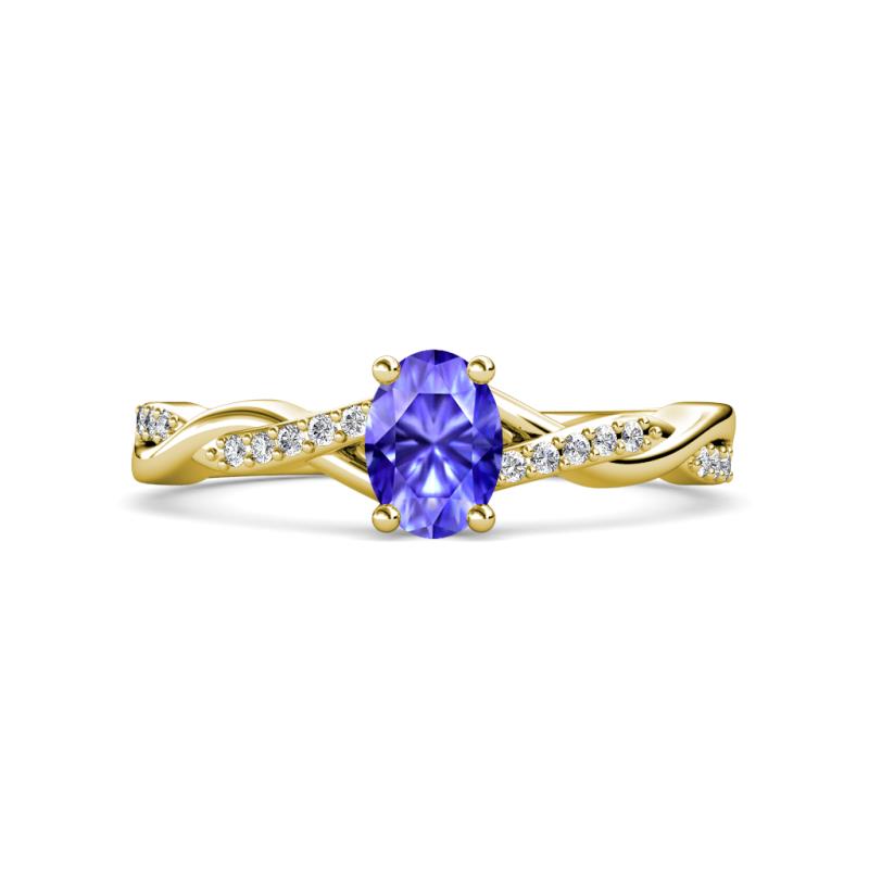 Stacie Desire Oval Cut Tanzanite and Round Diamond Twist Infinity Shank Engagement Ring 