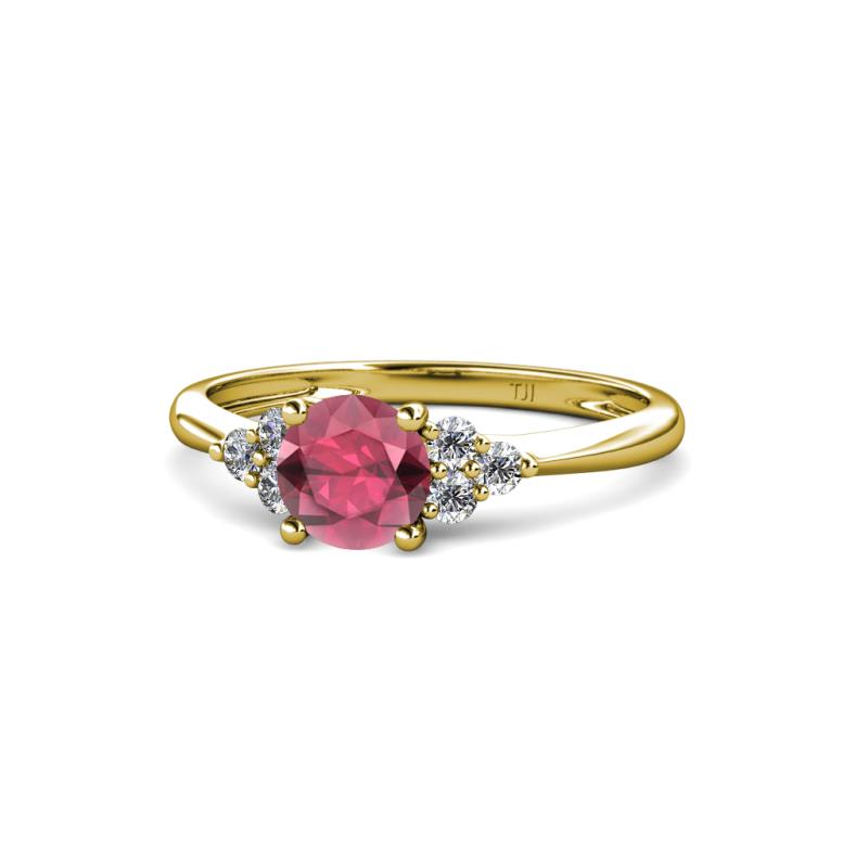 Eve Signature 5.80 mm Rhodolite Garnet and Diamond Engagement Ring 