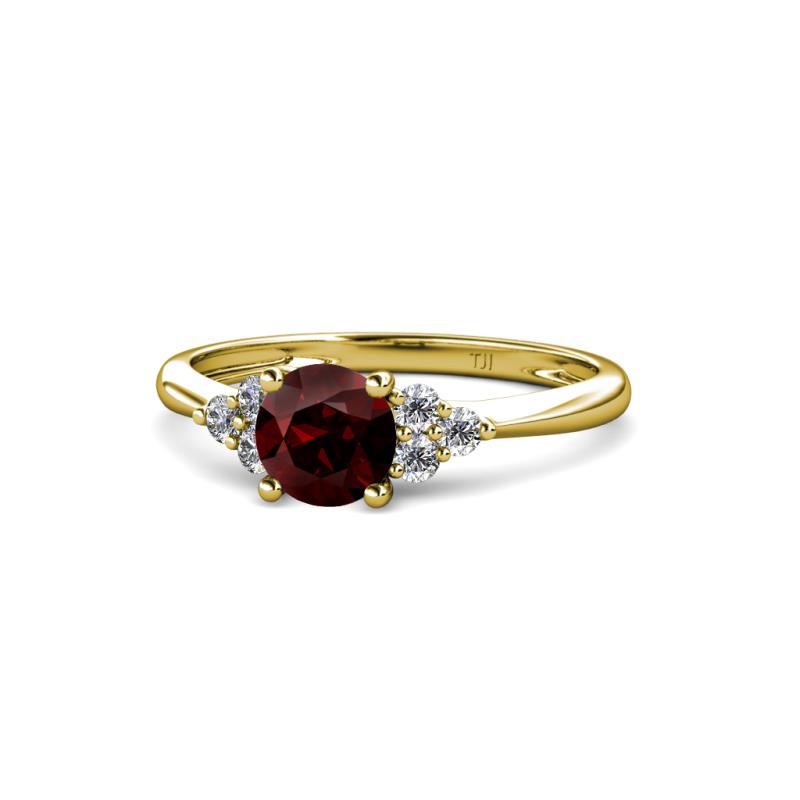 Eve Signature 5.80 mm Red Garnet and Diamond Engagement Ring 