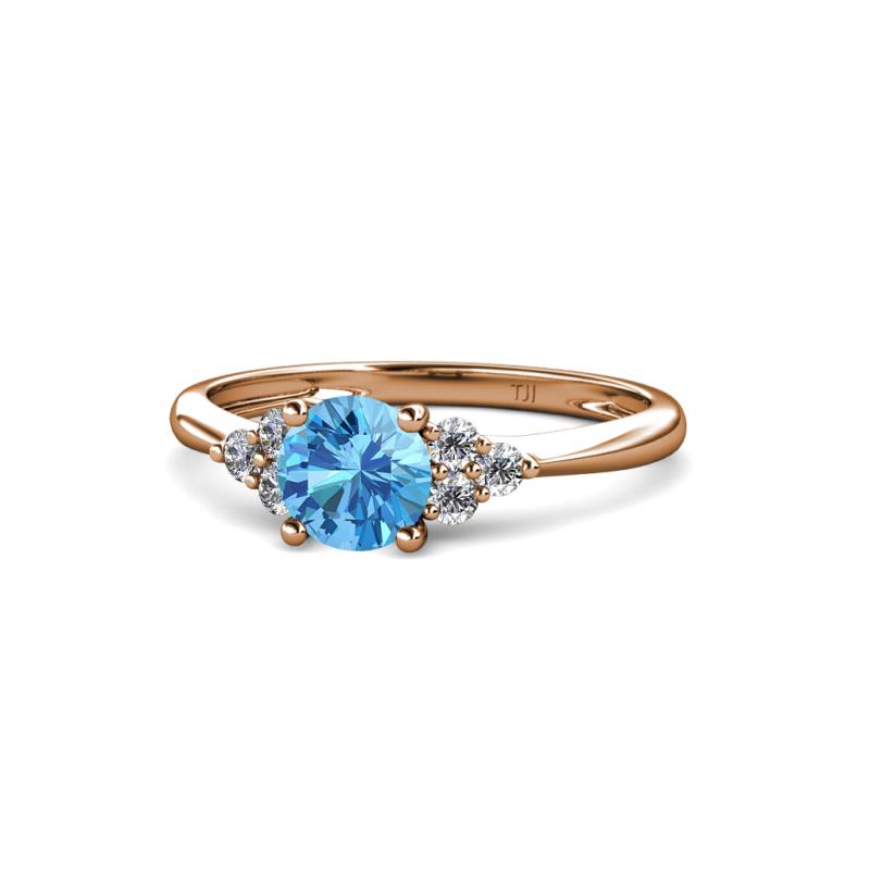 Eve Signature 5.80 mm Blue Topaz and Diamond Engagement Ring 