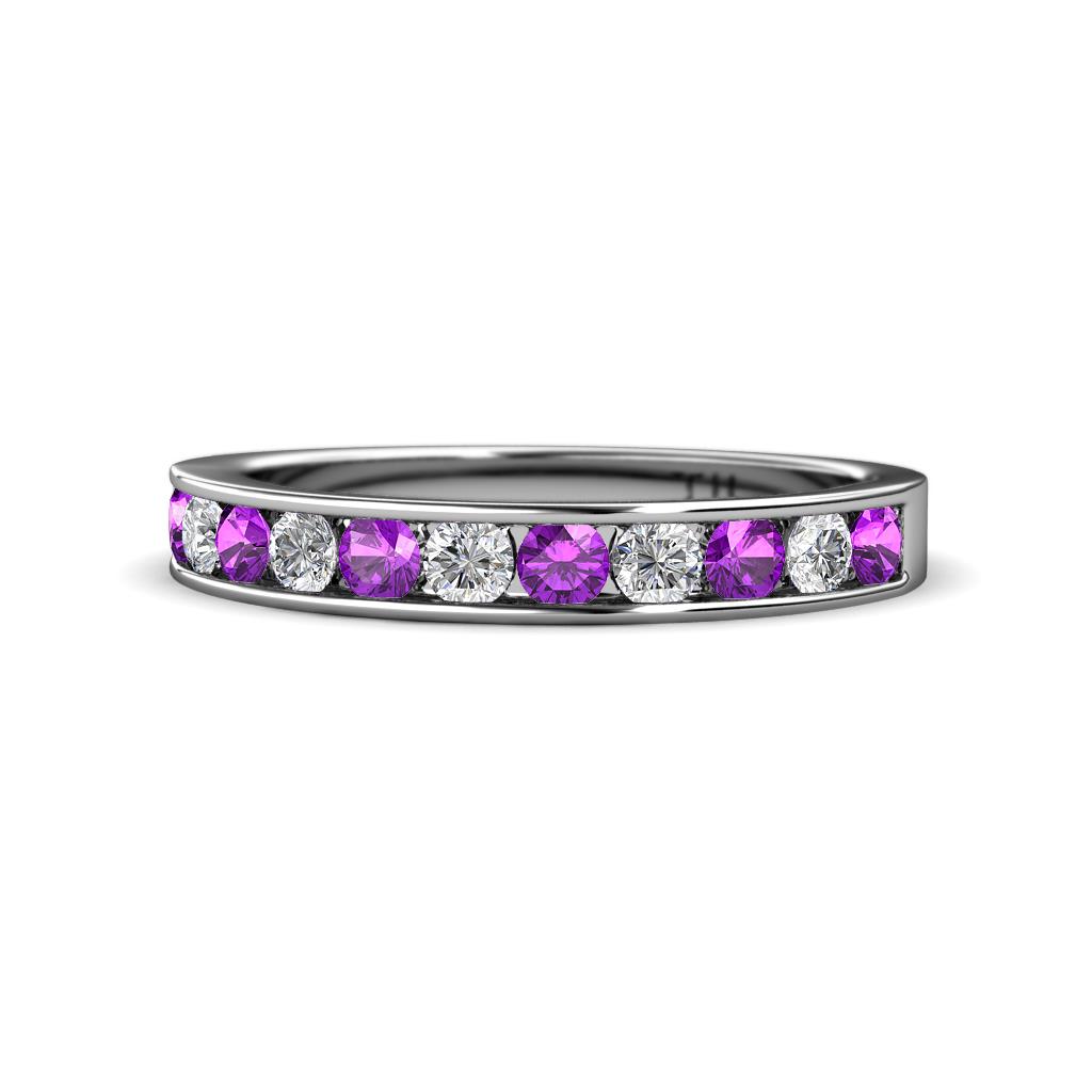 Kathiryn 2.70 mm Amethyst and Diamond 11 Stone Wedding Band 