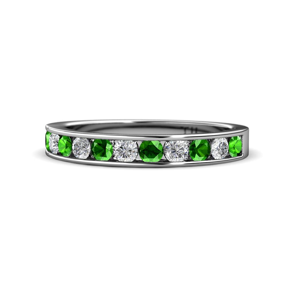 Kathiryn 3.00 mm Green Garnet and Diamond 11 Stone Wedding Band 