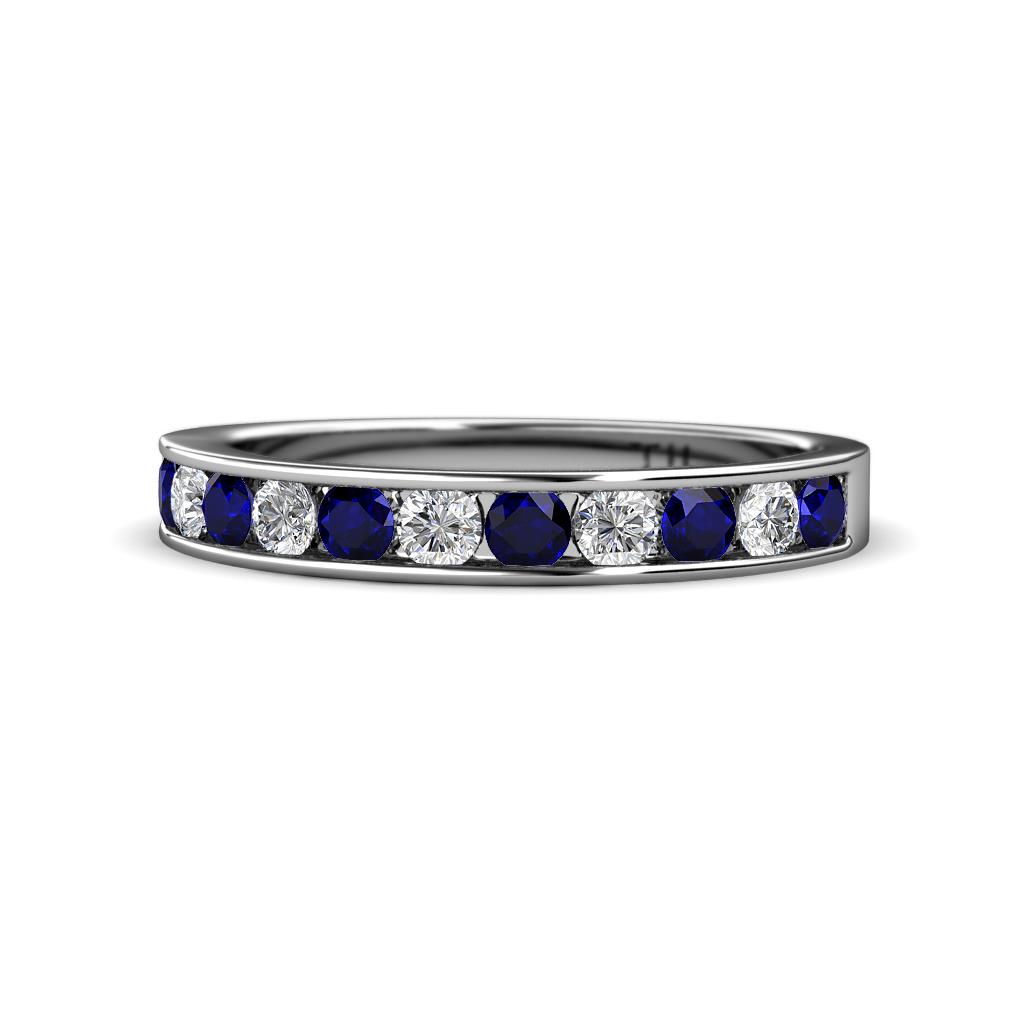Kathiryn 3.00 mm Blue Sapphire and Diamond 11 Stone Wedding Band 
