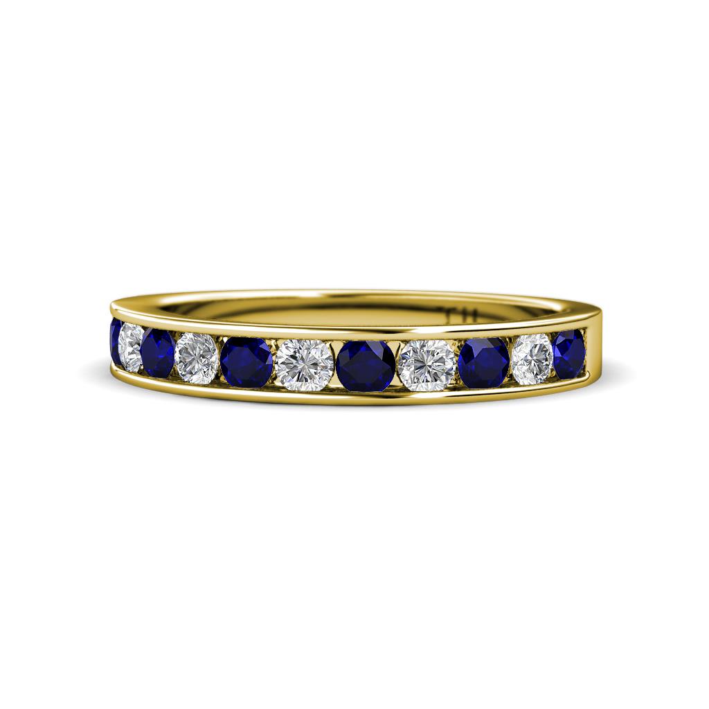 Kathiryn 2.70 mm Blue Sapphire and Lab Grown Diamond 11 Stone Wedding Band 
