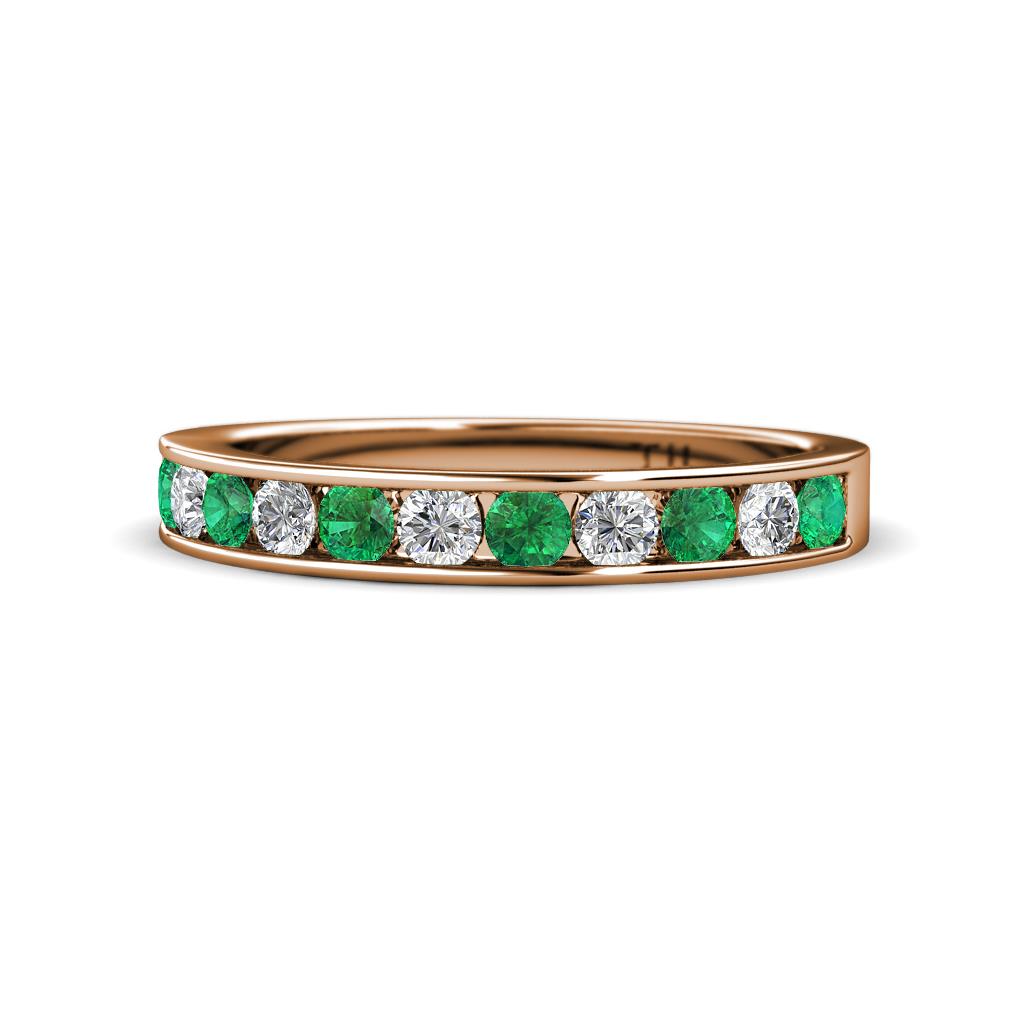 Kathiryn 3.00 mm Emerald and Lab Grown Diamond 11 Stone Wedding Band 