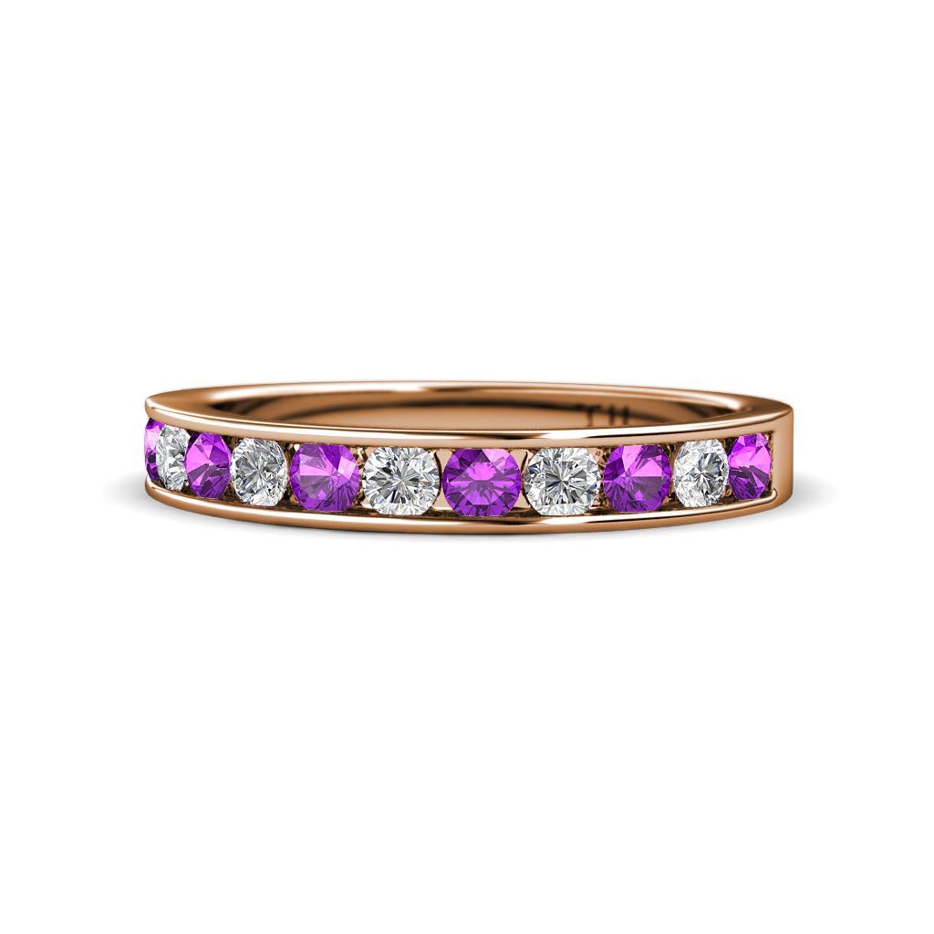 Kathiryn 3.00 mm Amethyst and Lab Grown Diamond 11 Stone Wedding Band 