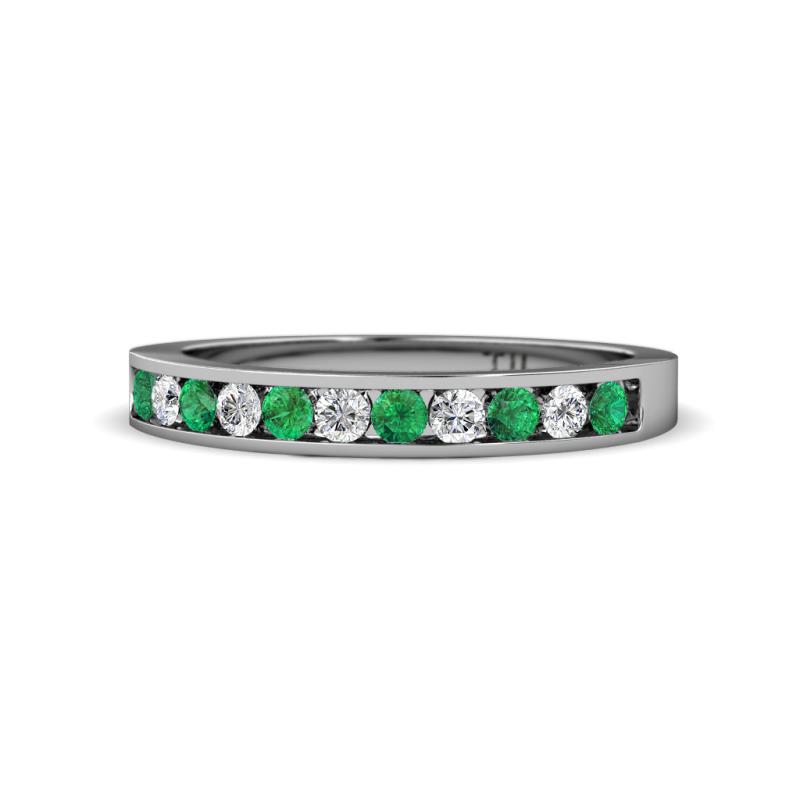 Kathiryn 1.70 mm Emerald and Lab Grown Diamond 11 Stone Wedding Band 
