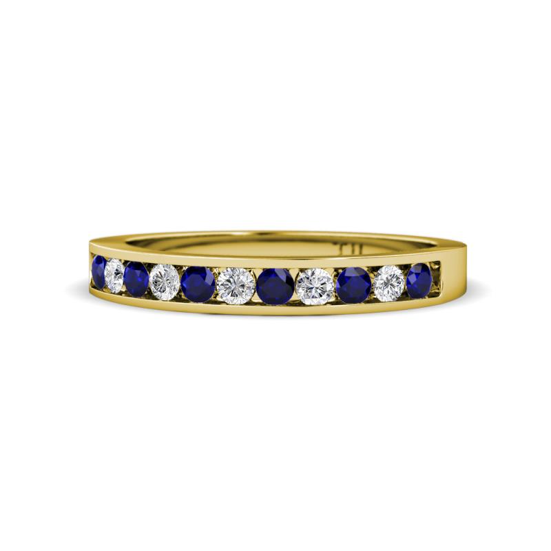 Kathiryn 1.70 mm Blue Sapphire and Lab Grown Diamond 11 Stone Wedding Band 