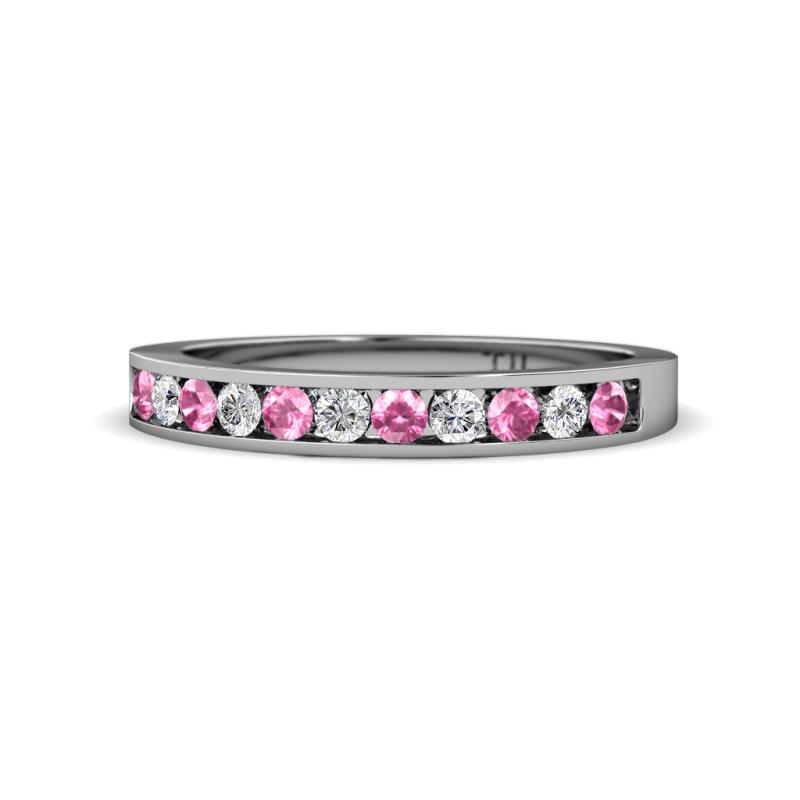 Kathiryn 1.70 mm Pink Sapphire and Lab Grown Diamond 11 Stone Wedding Band 