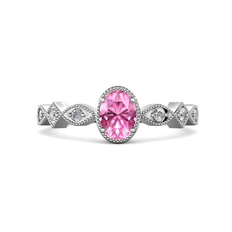 Jenna Desire Oval Cut Pink Sapphire and Round Diamond Engagement Ring 