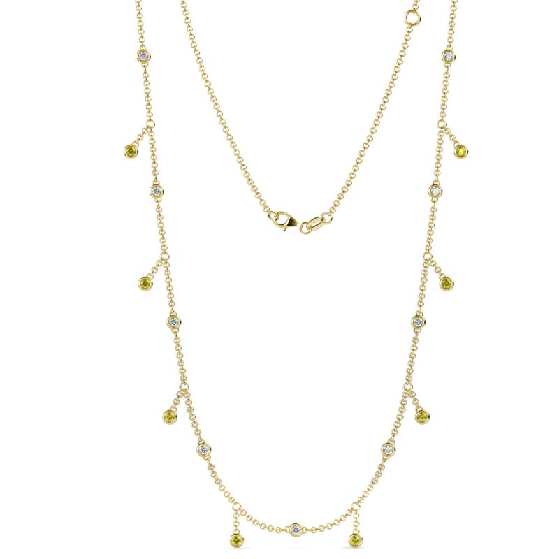 Belina (17 Stn/2mm) Yellow and White Diamond Drop Station Necklace 