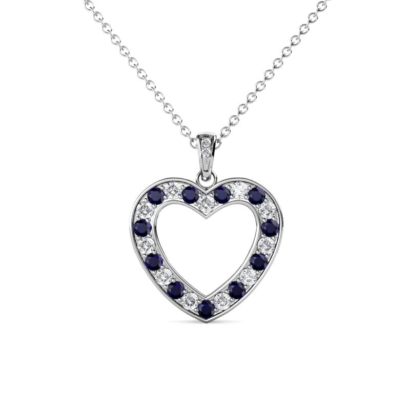 Naomi Blue Sapphire and Diamond Heart Pendant 