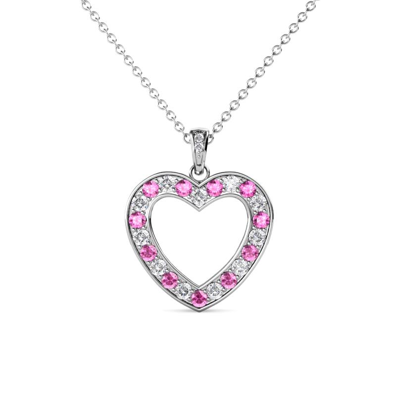 Naomi Pink Sapphire and Diamond Heart Pendant 