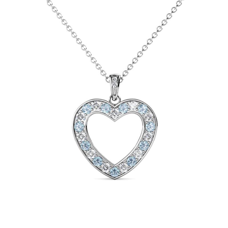Naomi Aquamarine and Diamond Heart Pendant 