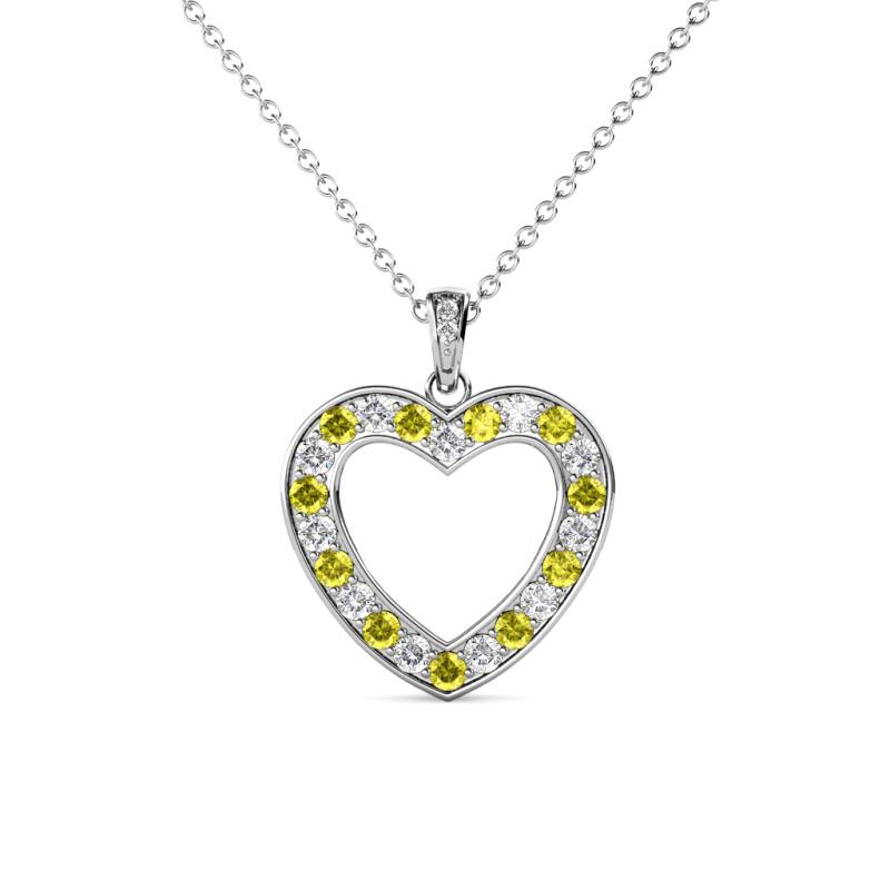 Naomi Yellow and White Diamond Heart Pendant 