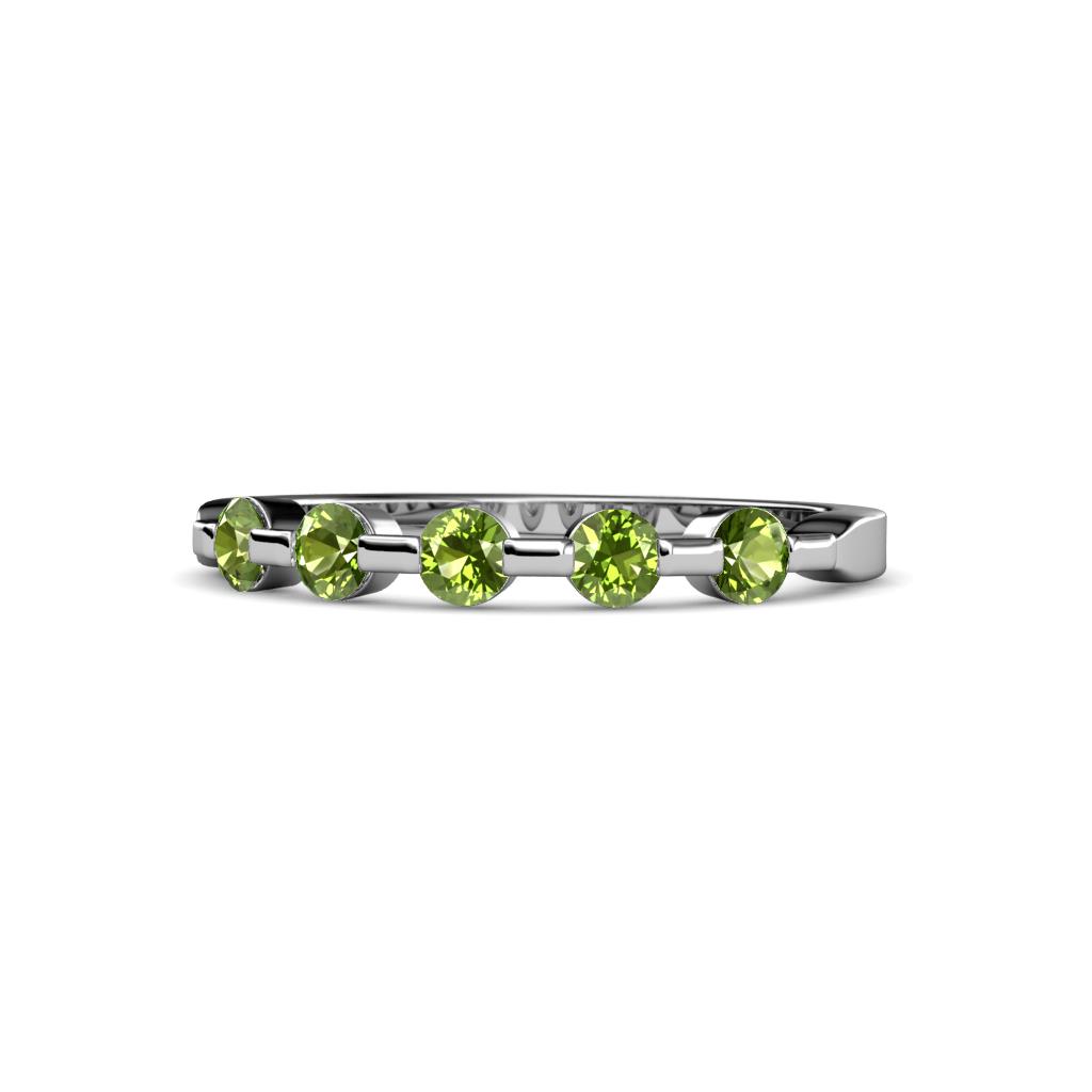 Keva 2.60 mm Peridot 5 Stone Wedding Band 