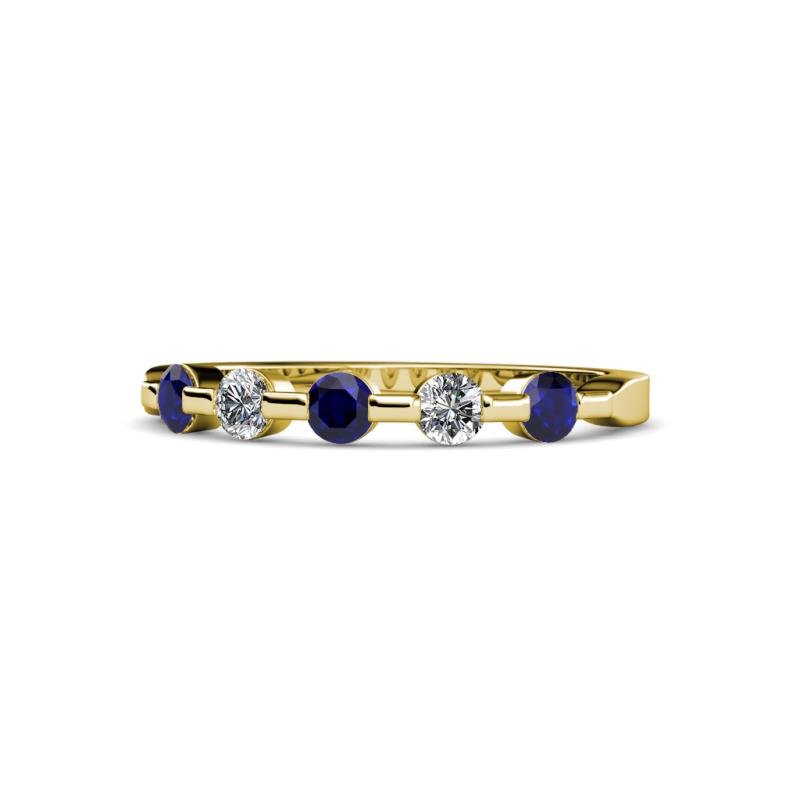 Keva 2.60 mm Blue Sapphire and Lab Grown Diamond 5 Stone Wedding Band 