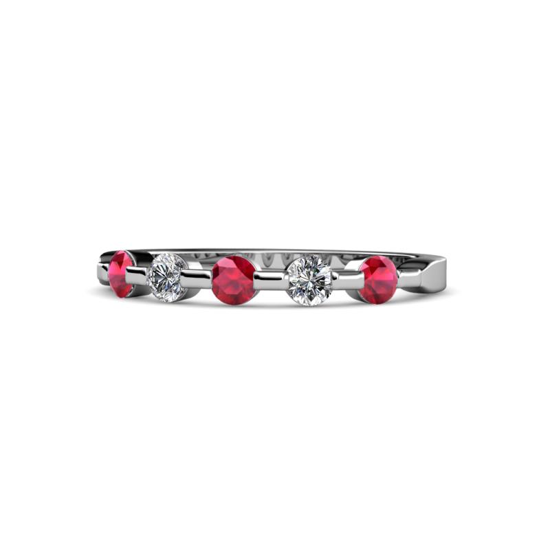 Keva 2.60 mm Ruby and Lab Grown Diamond 5 Stone Wedding Band 