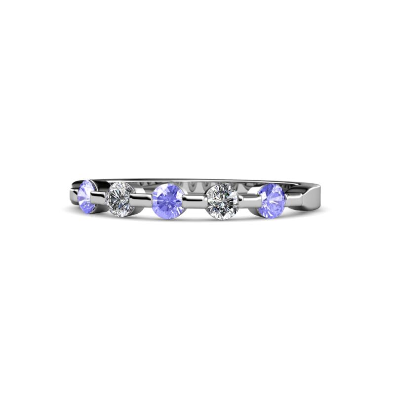 Keva 2.60 mm Tanzanite and Lab Grown Diamond 5 Stone Wedding Band 