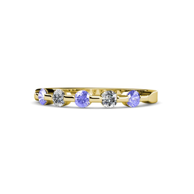 Keva 2.60 mm Tanzanite and Lab Grown Diamond 5 Stone Wedding Band 