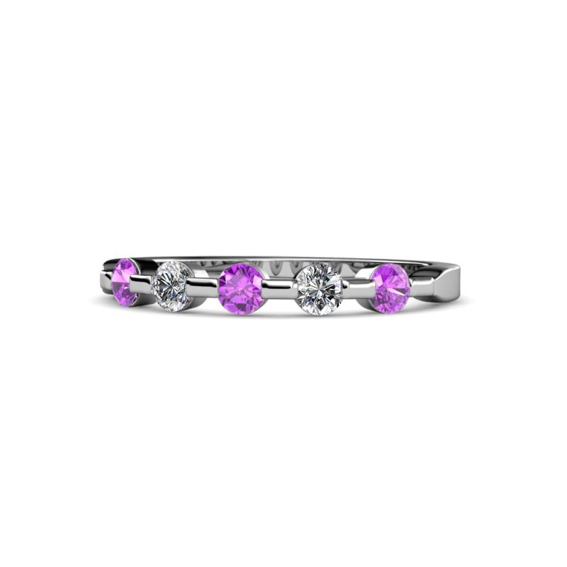 Keva 2.60 mm Amethyst and Lab Grown Diamond 5 Stone Wedding Band 