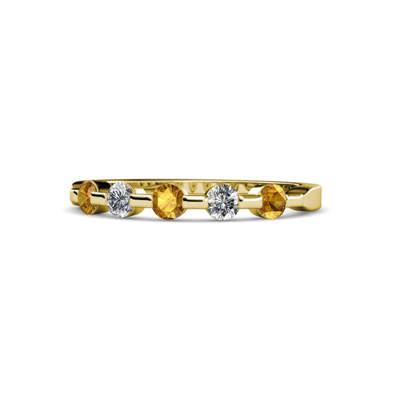 Keva 2.60 mm Citrine and Diamond 5 Stone Wedding Band 