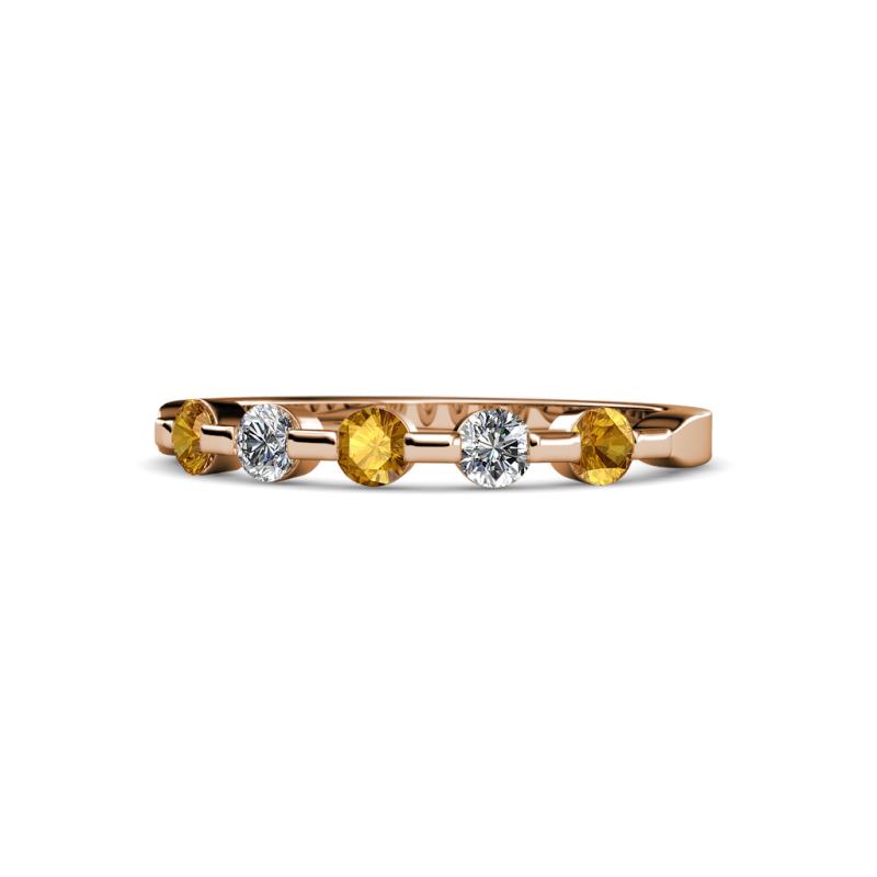 Keva 2.60 mm Citrine and Diamond 5 Stone Wedding Band 