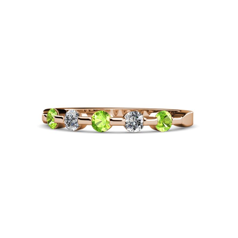 Keva 2.60 mm Peridot and Diamond 5 Stone Wedding Band 