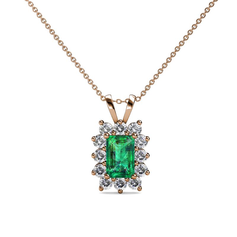 Xuan Emerald and Diamond Halo Pendant 