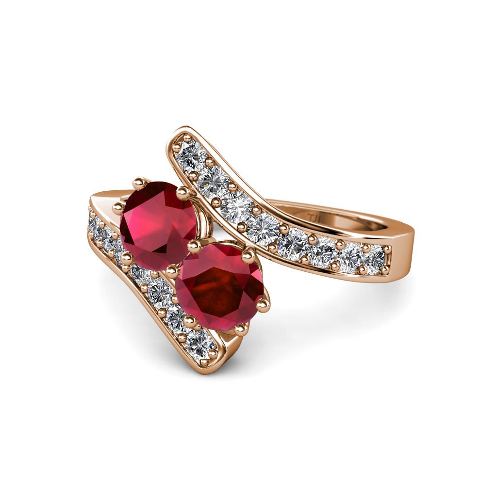 Eleni Ruby with Side Diamonds Bypass Ring 