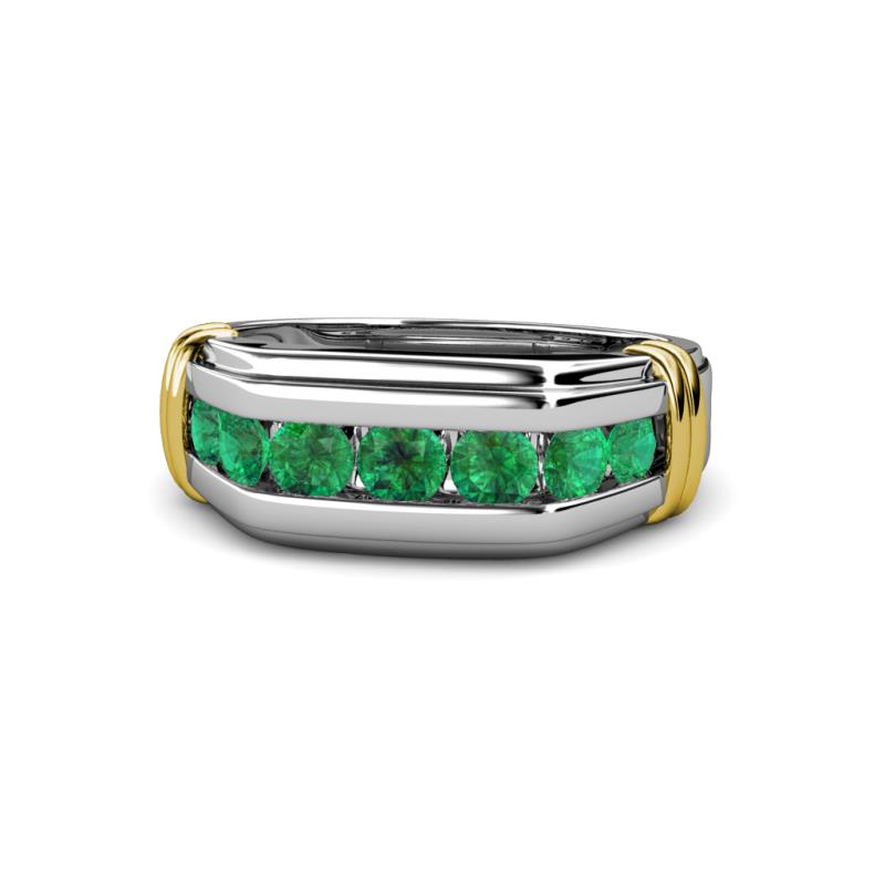 Brad Round Emerald 7 Stone Men Wedding Ring