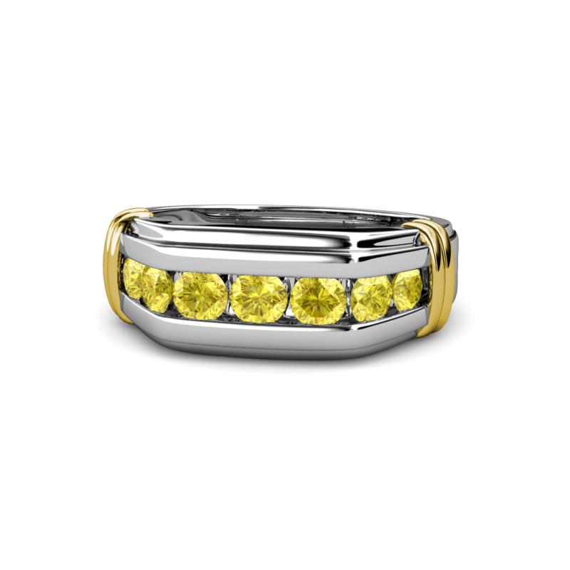 Brad Round Yellow Sapphire 7 Stone Men Wedding Ring