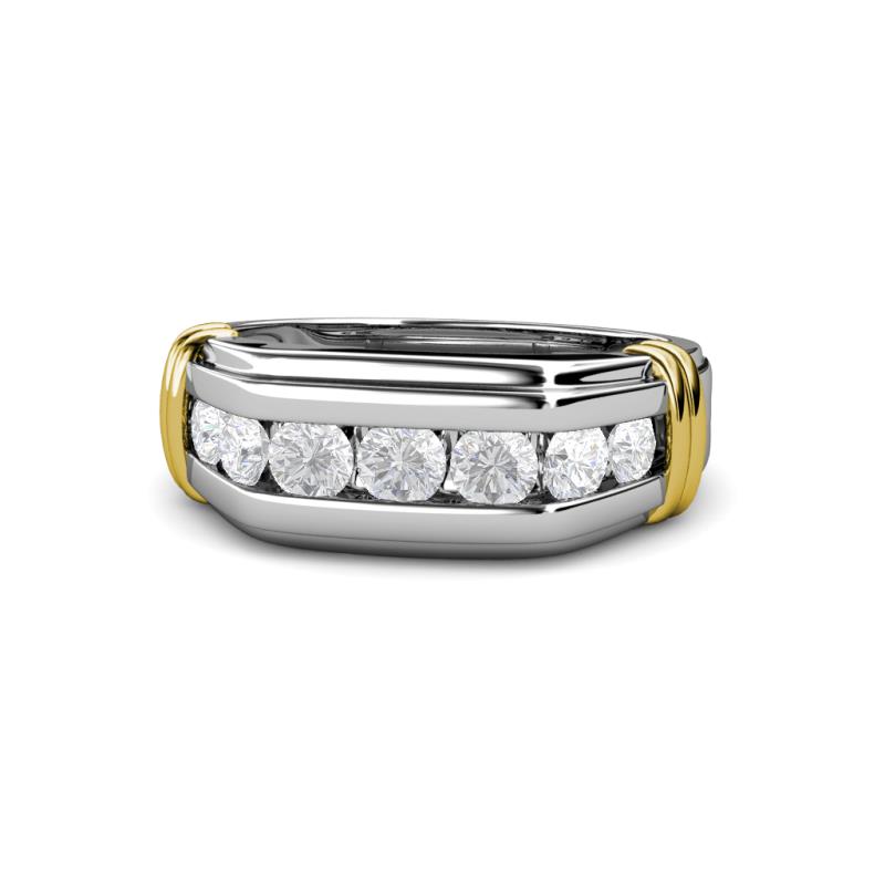 Brad Round White Sapphire 7 Stone Men Wedding Ring