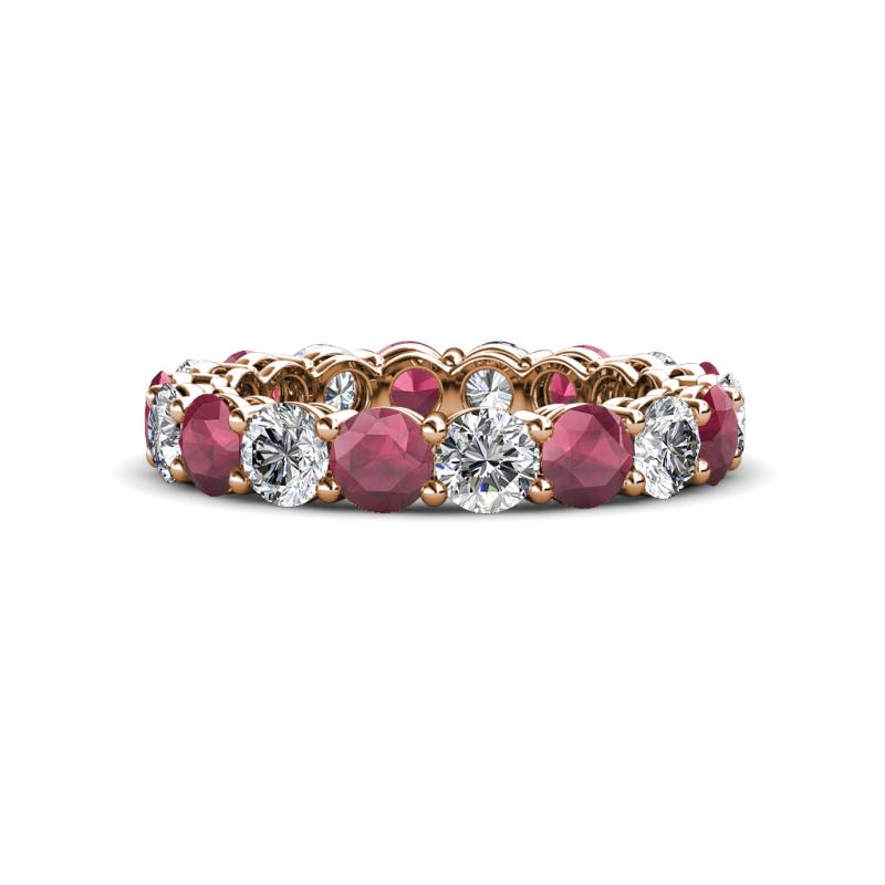 Tiffany 4.00 mm Rhodolite Garnet and Diamond Eternity Band 