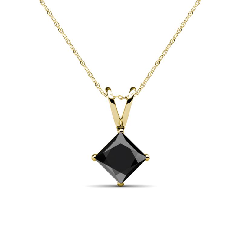 Melania Black Diamond Solitaire Pendant Princess Cut Black Diamond Womens Solitaire Pendant Necklace ct K Yellow GoldIncluded inches K Yellow Gold Chain
