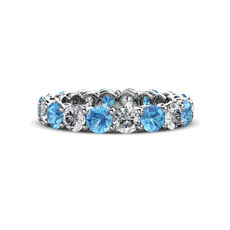 Tiffany 4.00 mm Blue Topaz and Diamond Eternity Band 