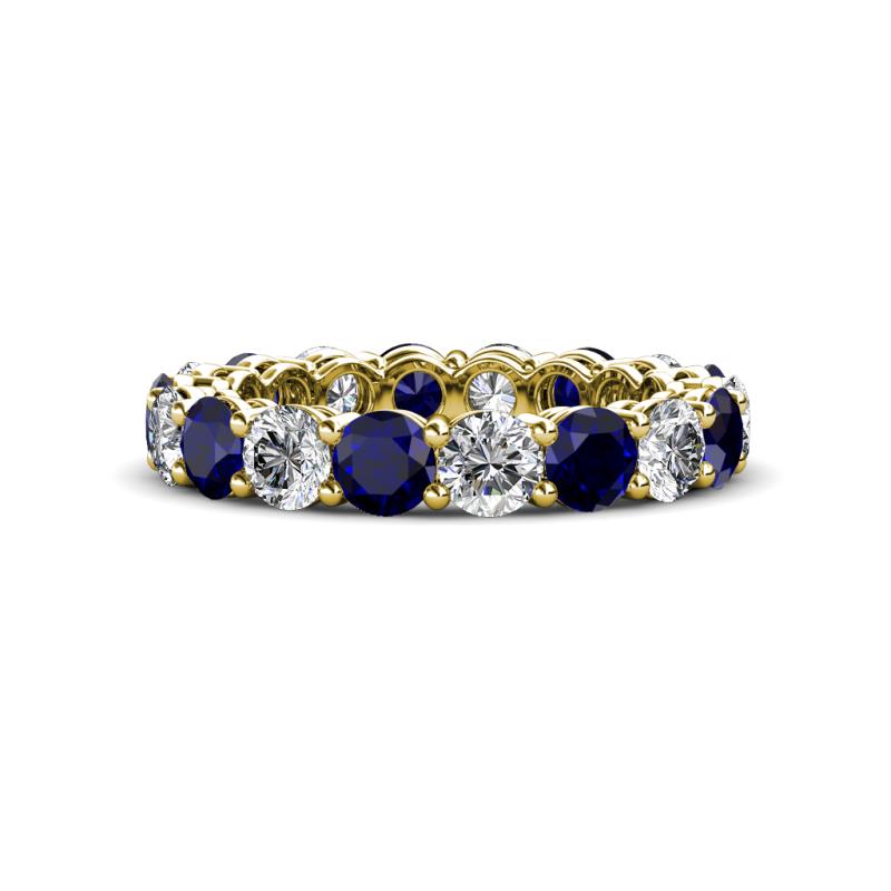 Tiffany 4.00 mm Round Blue Sapphire and Diamond Eternity Band 