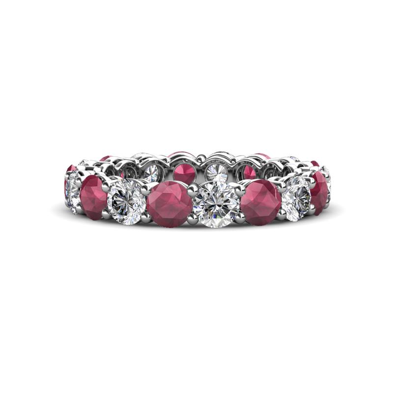 Tiffany 4.00 mm Rhodolite Garnet and Lab Grown Diamond Eternity Band 