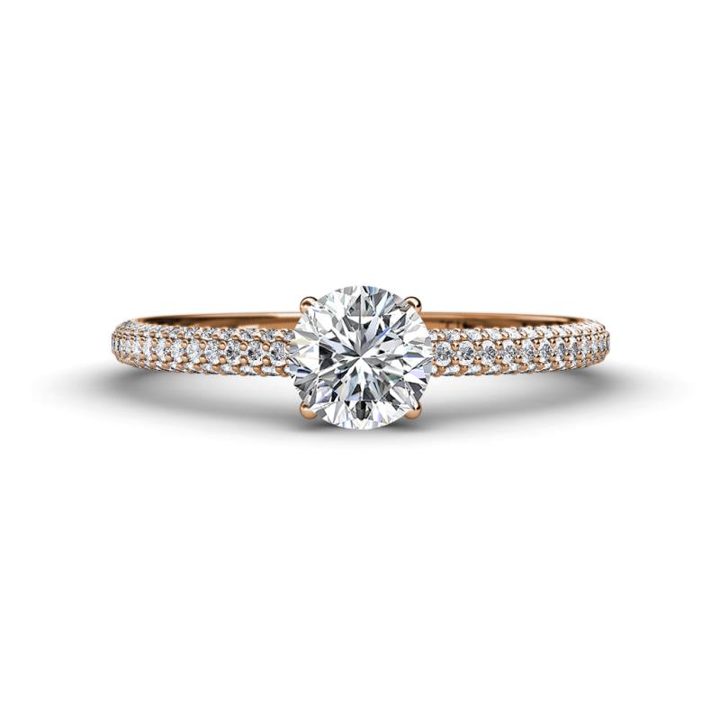 Serina Classic Round Diamond 3 Row Micro Pave Shank Engagement Ring 