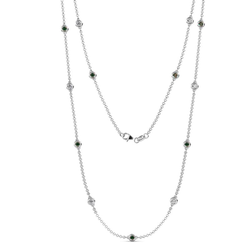 Lien (13 Stn/3mm) Lab Grown Diamond and Alexandrite on Cable Necklace 